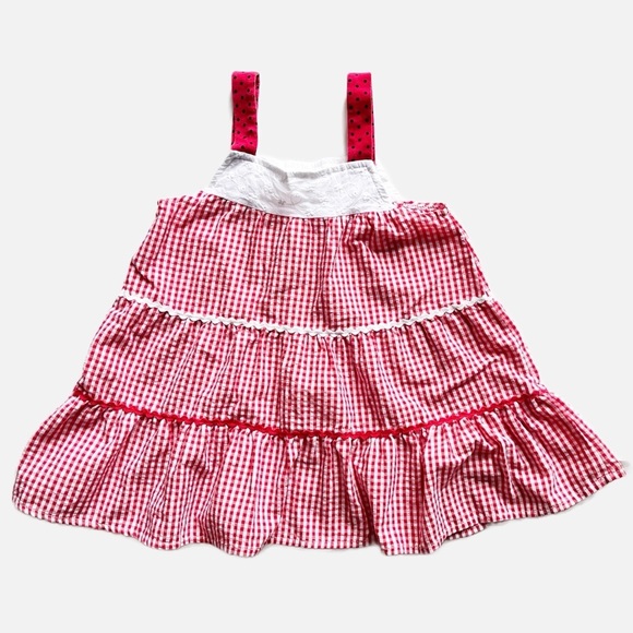 Nannette Girl’s Ladybug 2–Piece Ladybug Outfit 6 red gingham ruffle sleeveless - Picture 4 of 13